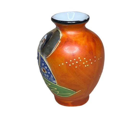 Vintage Porcelain Miniature Vase Orange Made in Japan - Picture 2 of 7